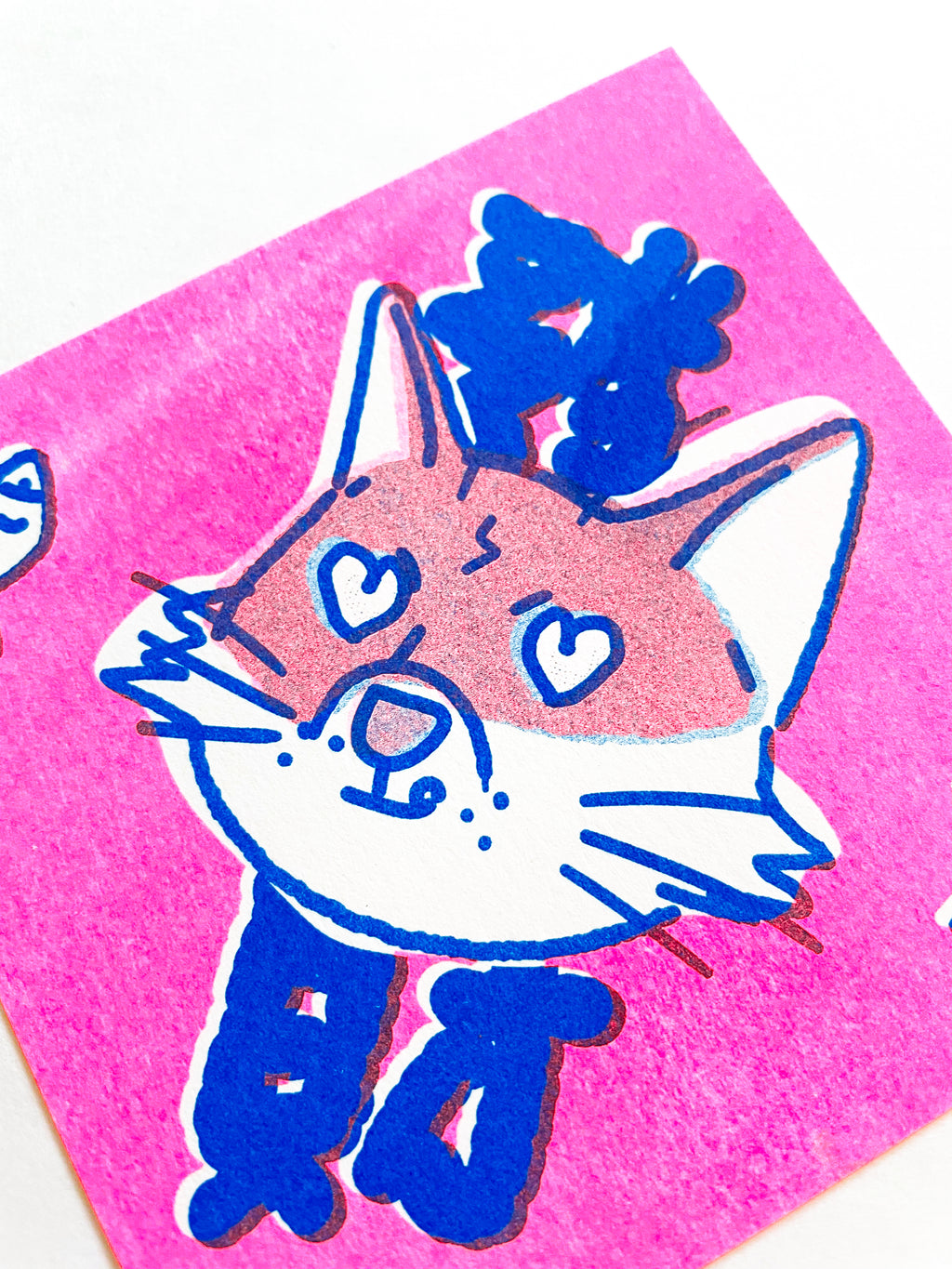 Fortune Cat- Risograph Card