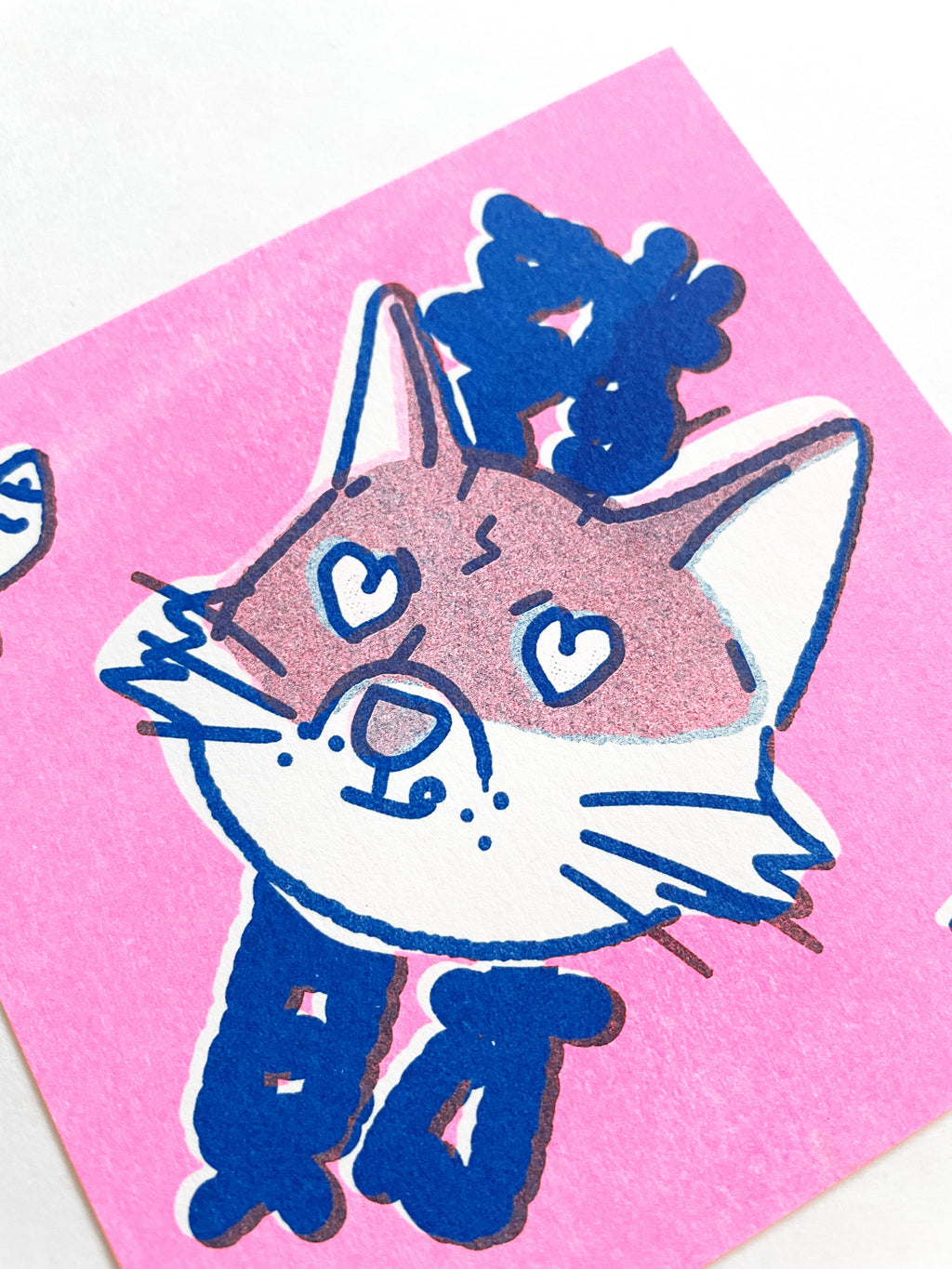 Fortune Cat- Risograph Card