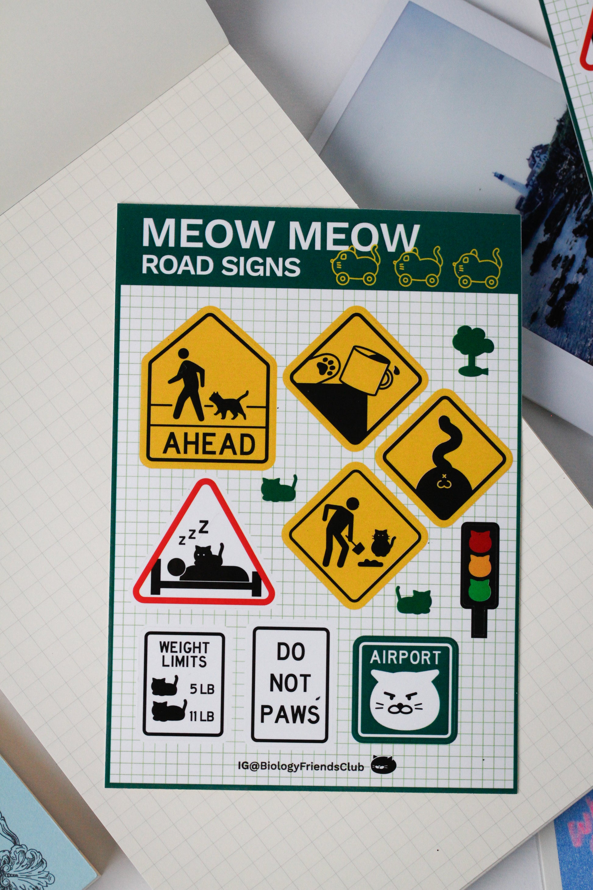 Meow Meow Road Signs Sticker Sheet