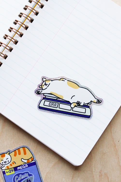 Bodega Cat on Scale Glitter Sticker