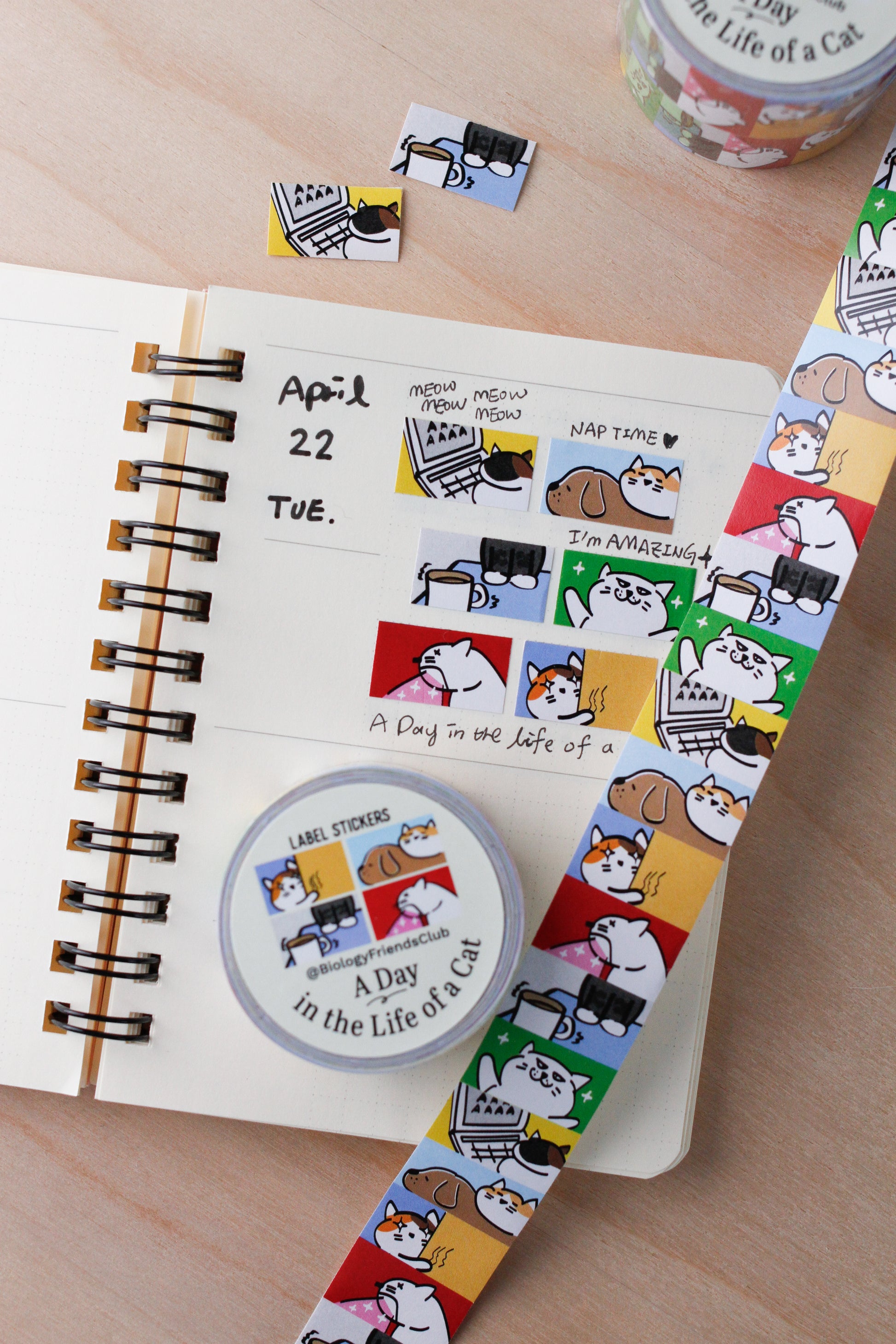 A day in the life of a cat-Label Sticker Roll