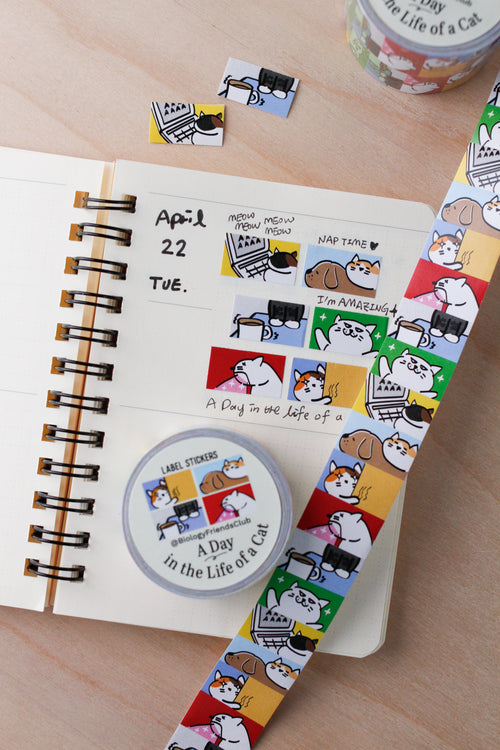 A day in the life of a cat-Label Sticker Roll