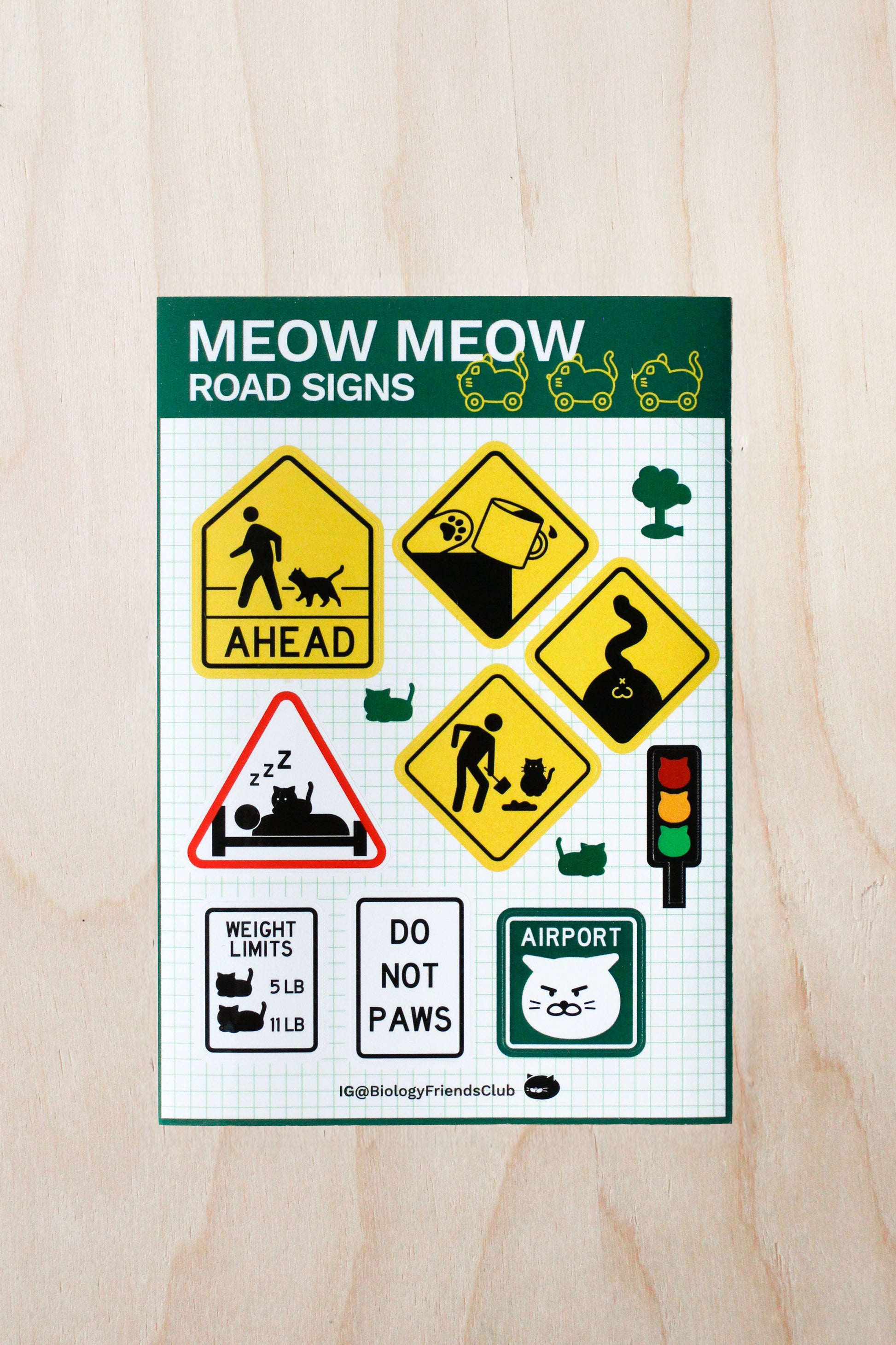 Meow Meow Road Signs Sticker Sheet