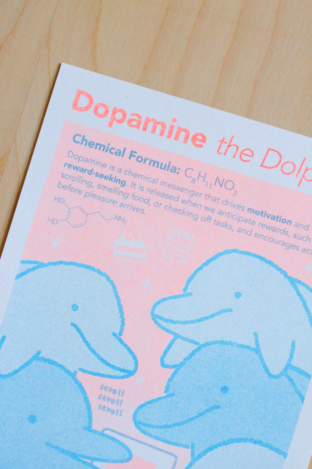 Dopamine the Dolphin- Risograph Print