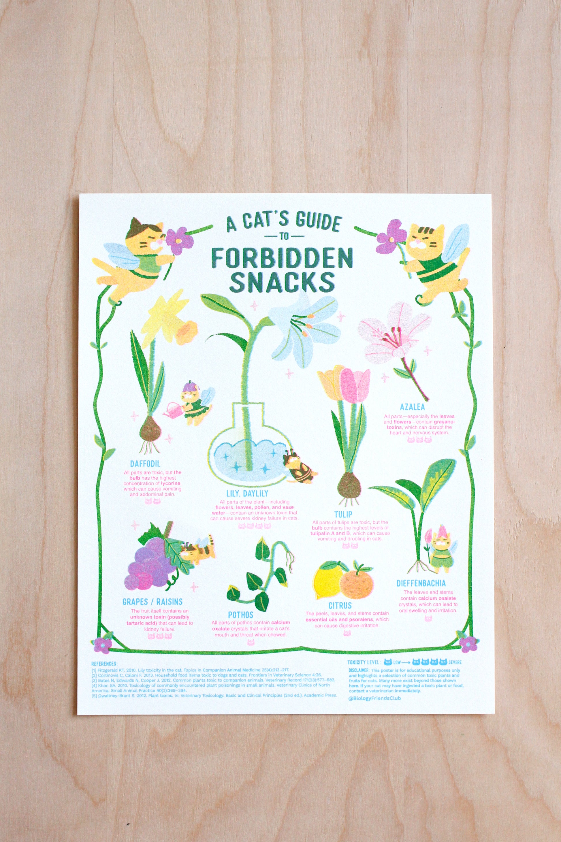 A Cat's Guide to Forbidden Snacks- Risograph Print