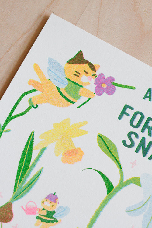 A Cat's Guide to Forbidden Snacks- Risograph Print