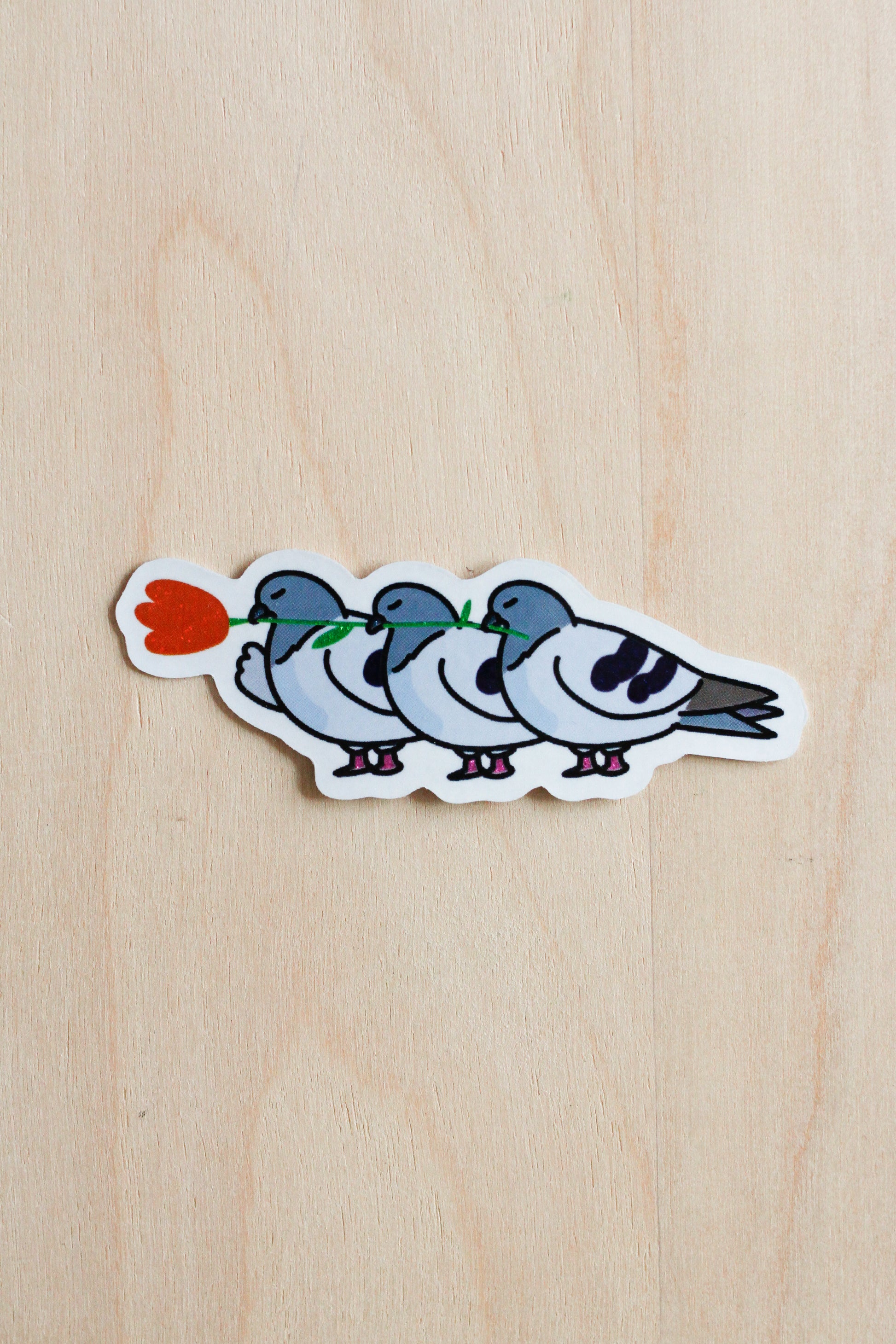 Pigeons with flower
