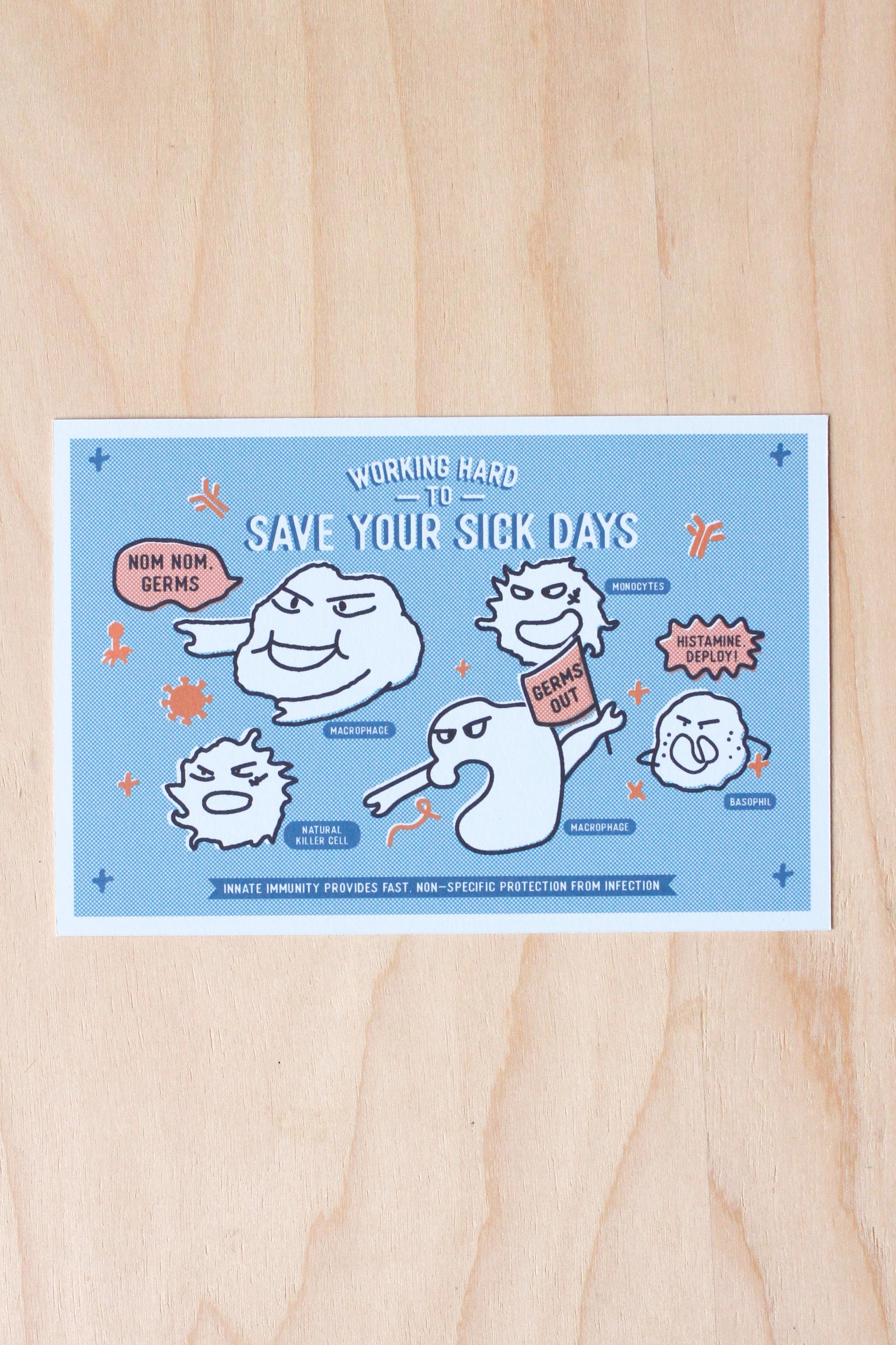 Working Hard to Save Your Sick Day- Postcard